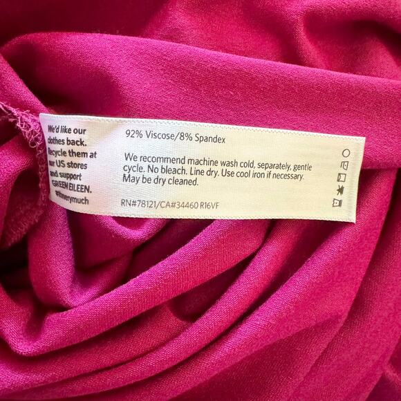Eileen Fisher Women's Ballet Neck Stretch Knit Midi Dress Medium Magenta - Picture 8 of 10
